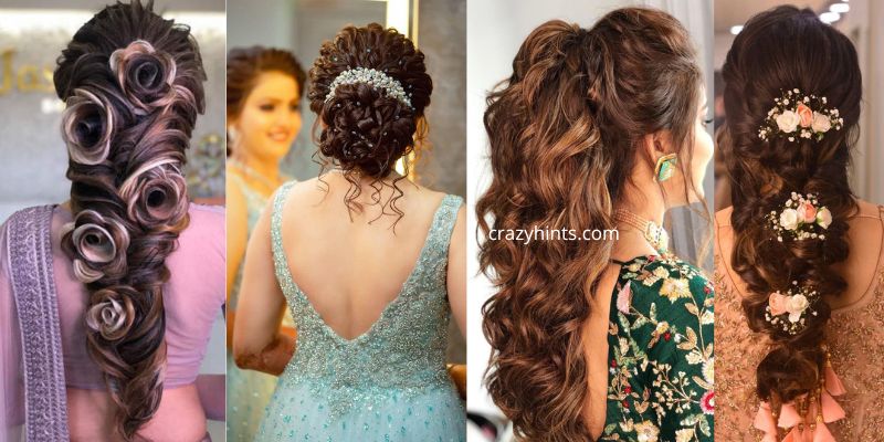 Curly Hairstyles for Lehenga | Reception Hairdos - Crazyhints