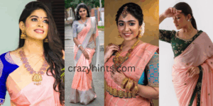 Read more about the article Peach Saree Contrast Blouse Ideas